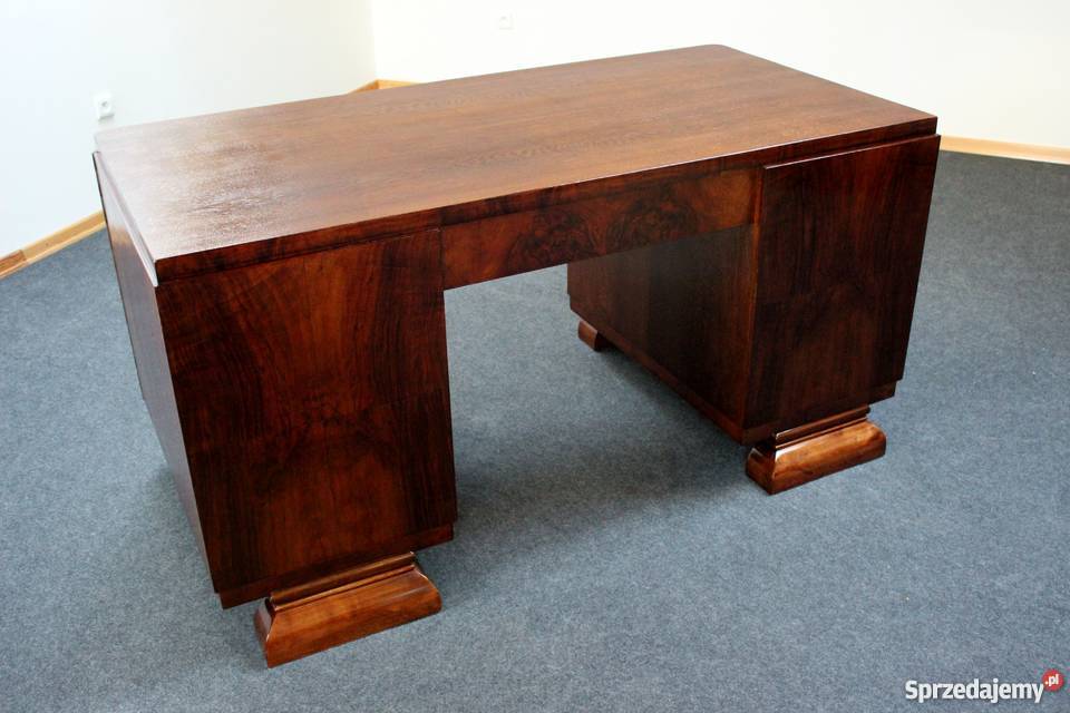 Duże biurko dwustronne Art Deco renowacji Zielonka