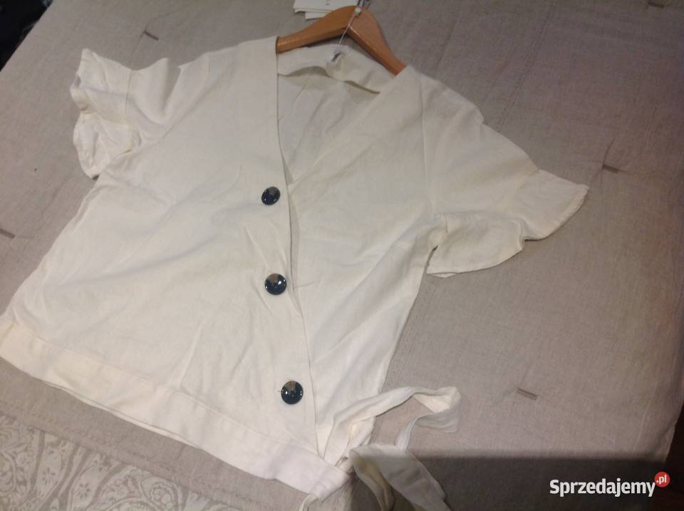 Lniana Bluzka Damska VILA r 40 Biała nowa Nowa Sól