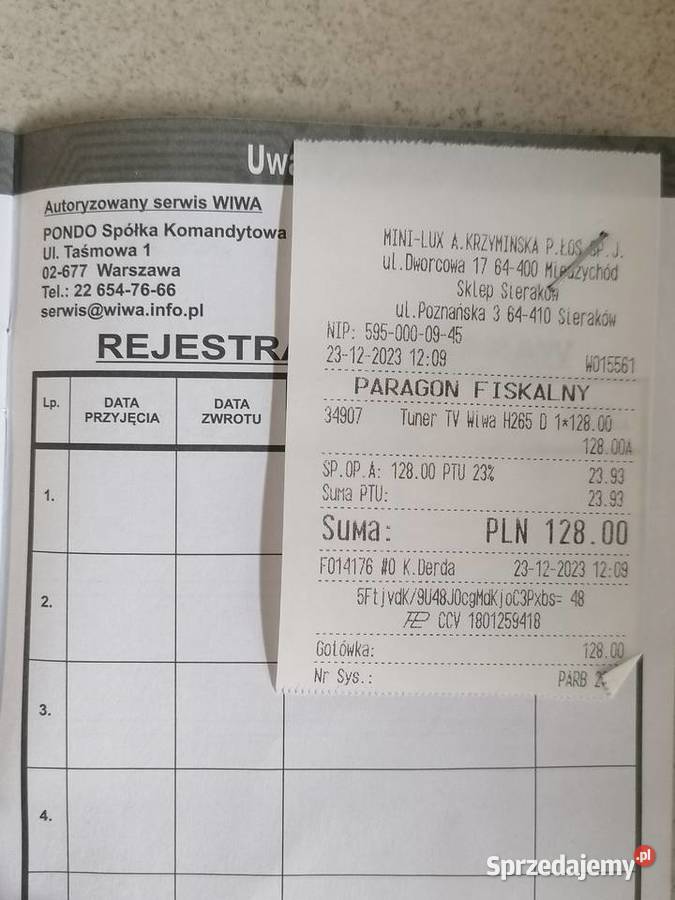 Tuner naziemnej telewizji cyfrowej WIWA H265 Tuchola sprzedam