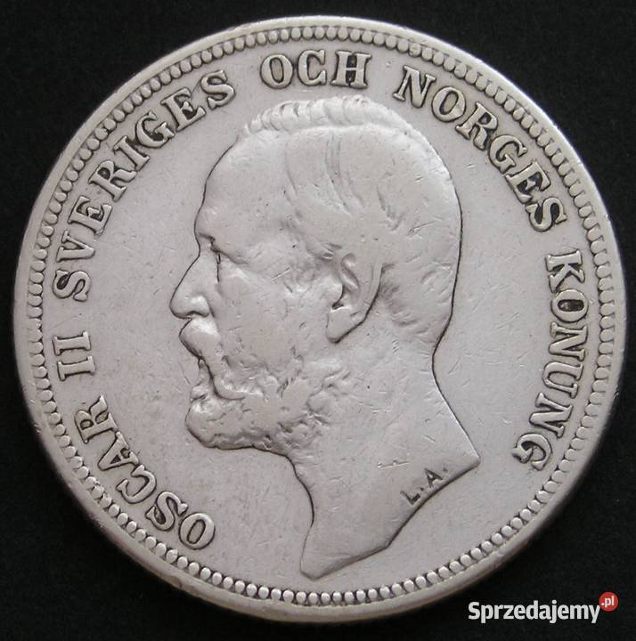 Szwecja 2 korony 1904 SREBRO Oscar II Łódź