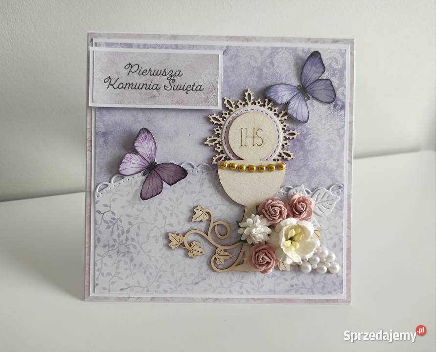 Kartka ręcznie robiona na Komunię Świętą w Łódź
