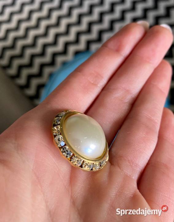 Nowe złote guziki z perłą kryształy Swarovski Nisko