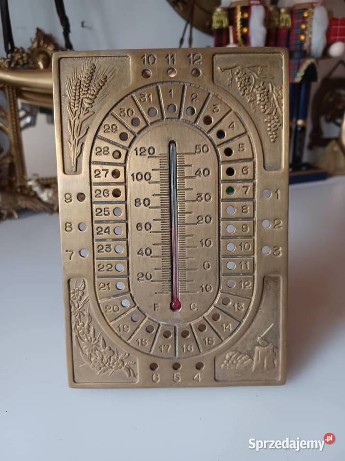 Piękny sygnowany mosiężny kalendarz z