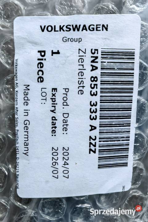 VW SEAT LISTWA CHROM LEWY PRZÓD 5NA853331A I Rożnów
