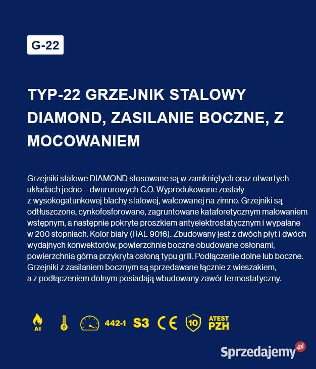 Grzejnik C22 600 x 1200 zasilane boczne Szadek sprzedam