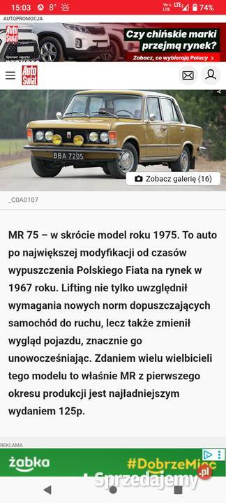 Fiat 125 p mr 75 1975 stan zamiana na junaka m10 manualna mazowieckie