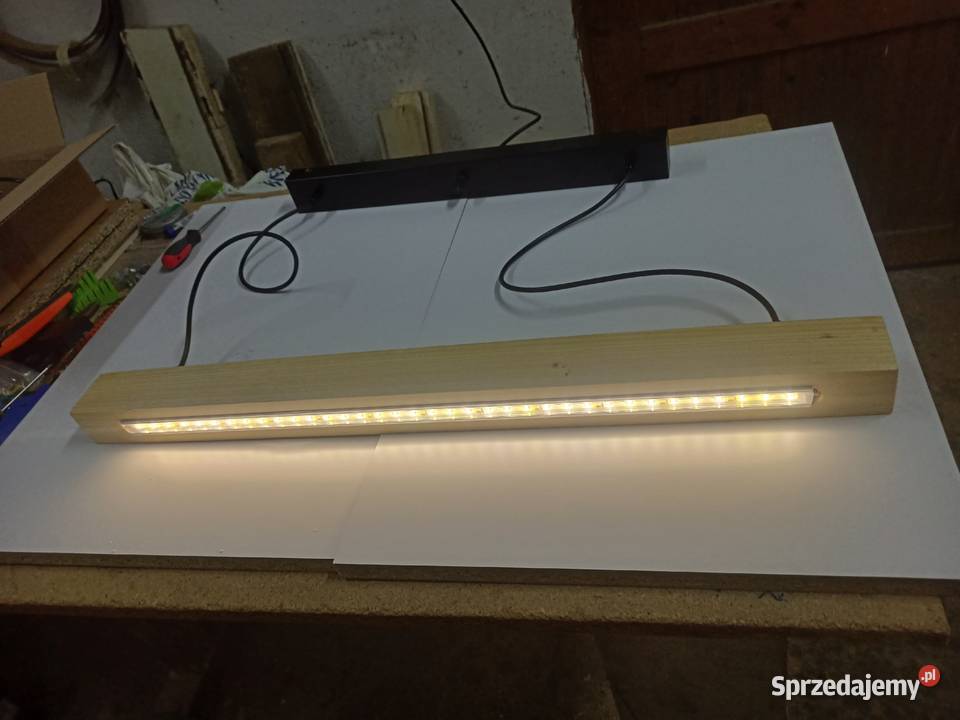 Drewniana lampa wisząca sufitowa LED warm white sprzedam