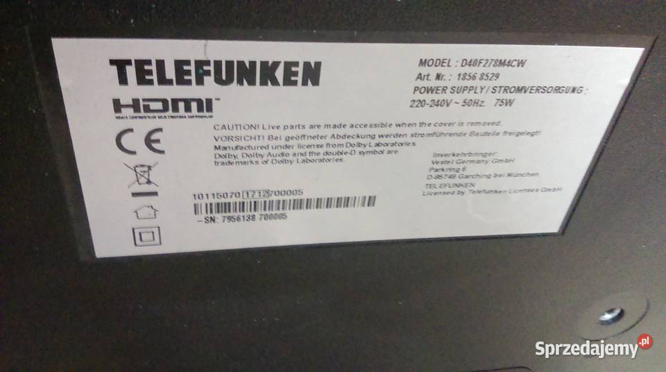 telefunken 40 model D40F278M4CW wielkopolskie Poznań