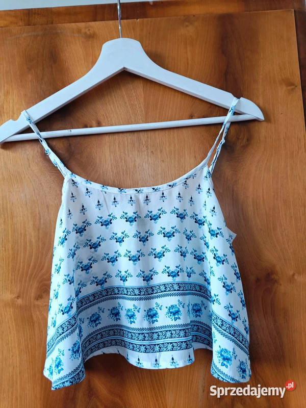 Crop top HM r S 36 biały biały w niebieskie Dąbrowica