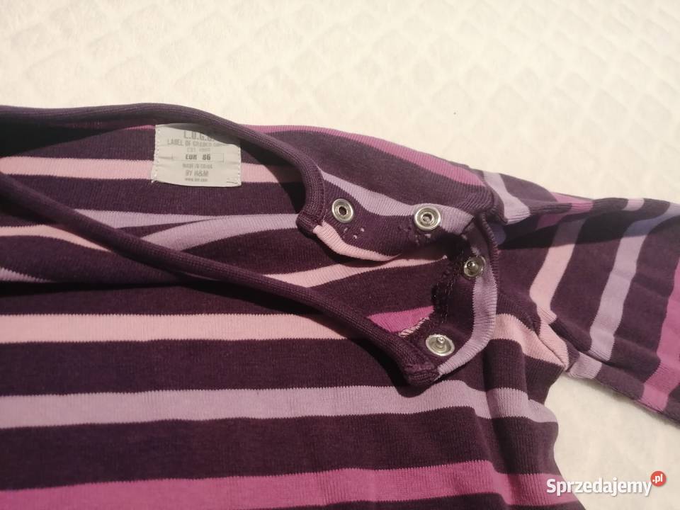 Bluzka dziewczęca długi rękaw HM 86 paski Odzież H&M Bluzy Dla Dziecka Czeladź