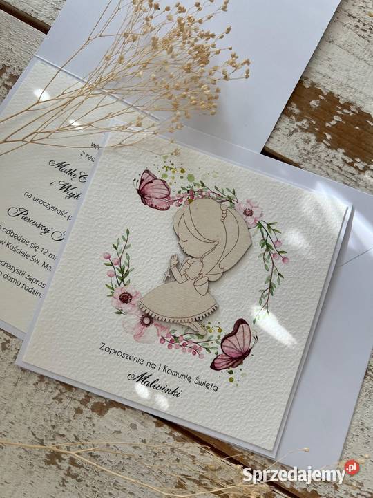 Zaproszenia na komunie dziewczynki ręcznie Gdańsk sprzedam