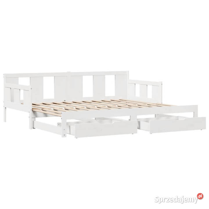 Sofa rozsuwana z szufladami bez materaca białe 69cm Warszawa