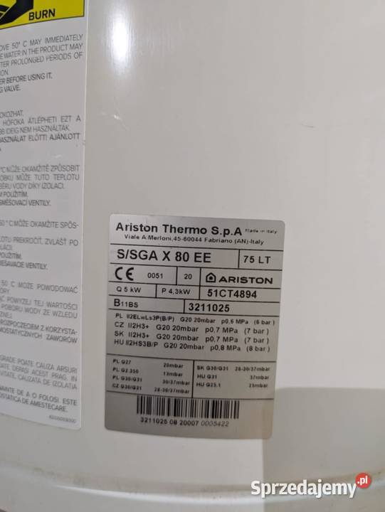 Piec gazowy Ariston SSGA X 80 EE 5 kW43 kW 75 L