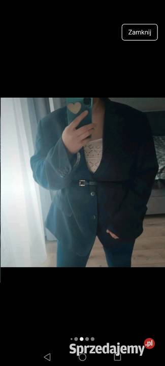 Marynarka Wełniana granatowa o kroju męskim zielony Krosno