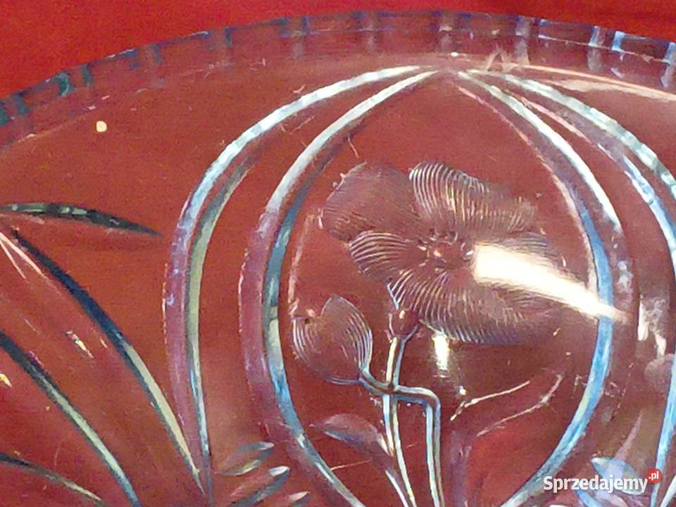 Secesyjna patera szklana na nóżkach szkło Chorzew