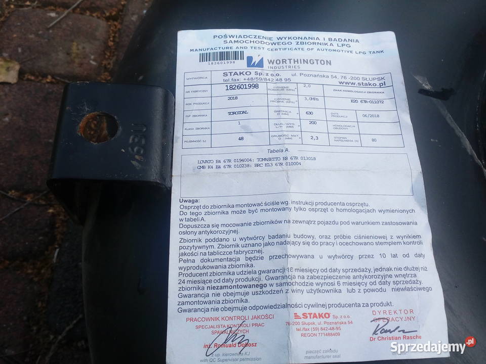 Zbiornik lpg butla gazowa zewnętrzna Połaniec sprzedam