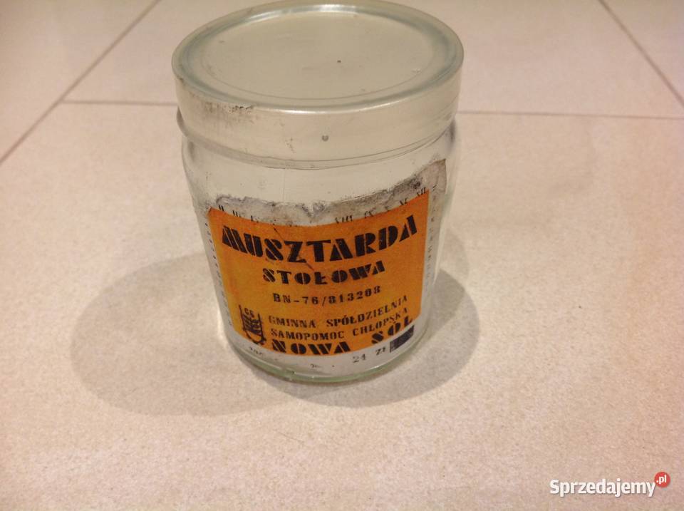 Stary Słoiczek z Etykietą Musztardzie Stołowej Nowa Sól