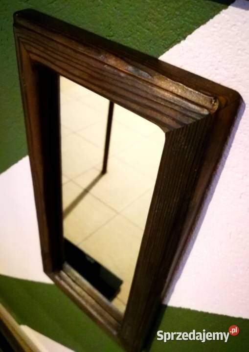 Lustro drewniane vintage rustykalny loft opalone Radków