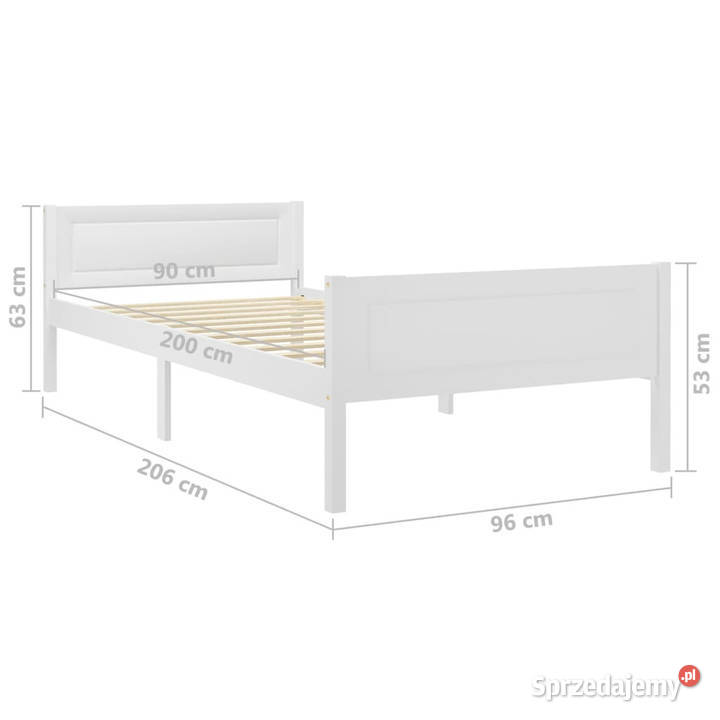 Rama łóżka z litego drewna sosnowego biała 90 x 206cm Warszawa