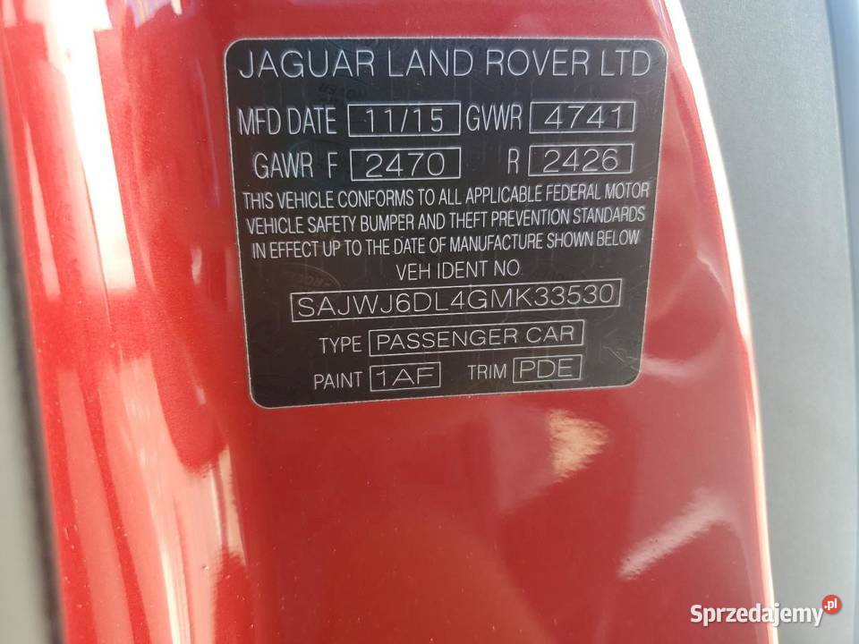 2015 JAGUAR FTYPE R Częstochowa