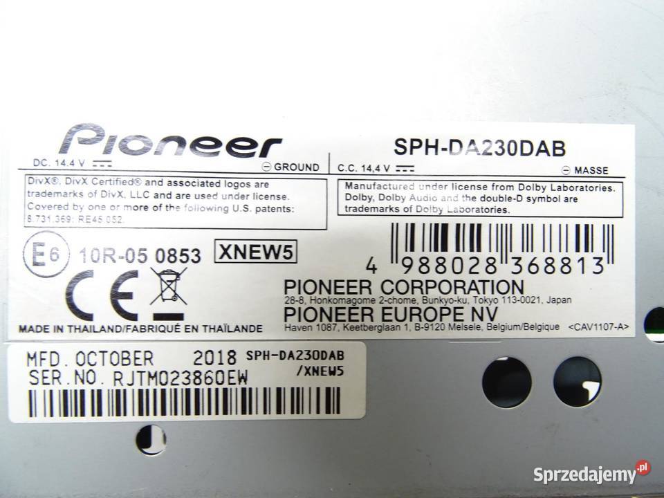 RADIO SAMOCHODOWE BLUETOOTH PANEL PIONEER