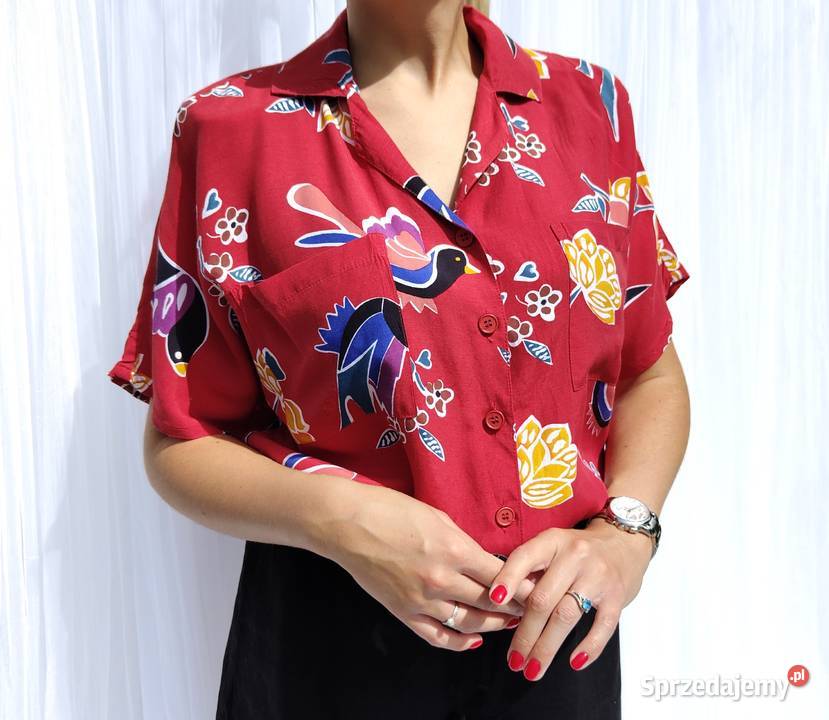 Czerwona bluzka koszula vintage S 36 M 38 retro kolorowy Szczecin