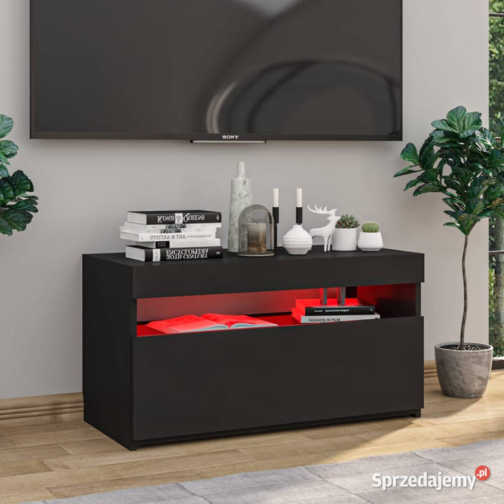 Szafka pod TV z oświetleniem LED czarna 75x35x40 Warszawa