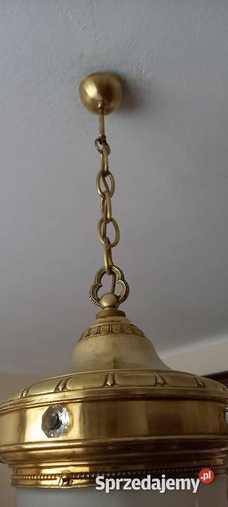 Lampa wisząca z mosiądzu kryształowy klosz