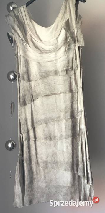 Sukienka mini jedwab naturalny falbany 5 kolory szary/srebrny Białystok sprzedam