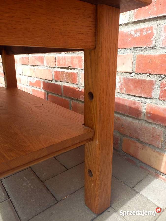 Stolik dębowy z półką Rustykalny pod ścianę Gawroniec
