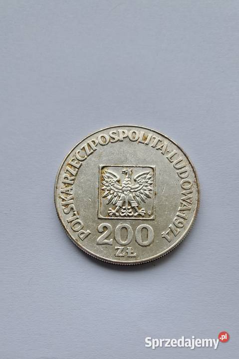 Srebrna Moneta 200 1974 XXX Lat Prl Mapa wielkopolskie Konin sprzedam