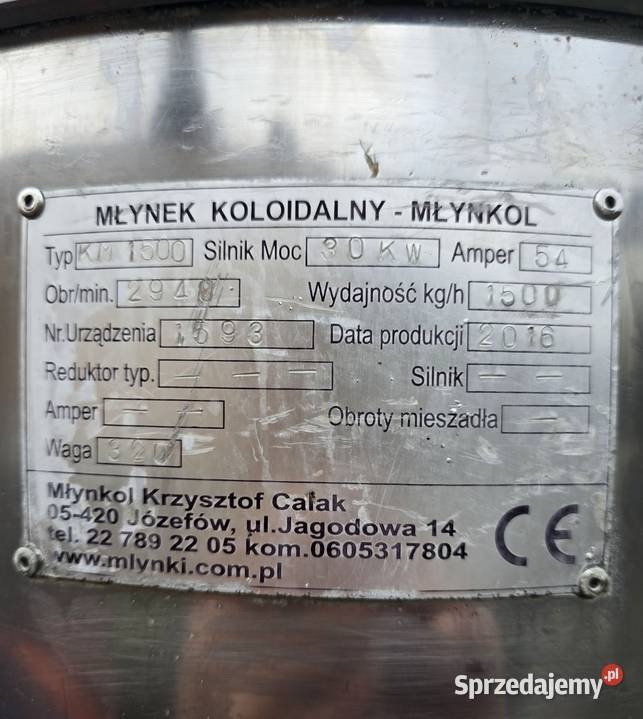 Młynek koloidalny 1500 Produkcja śląskie Dobieszowice