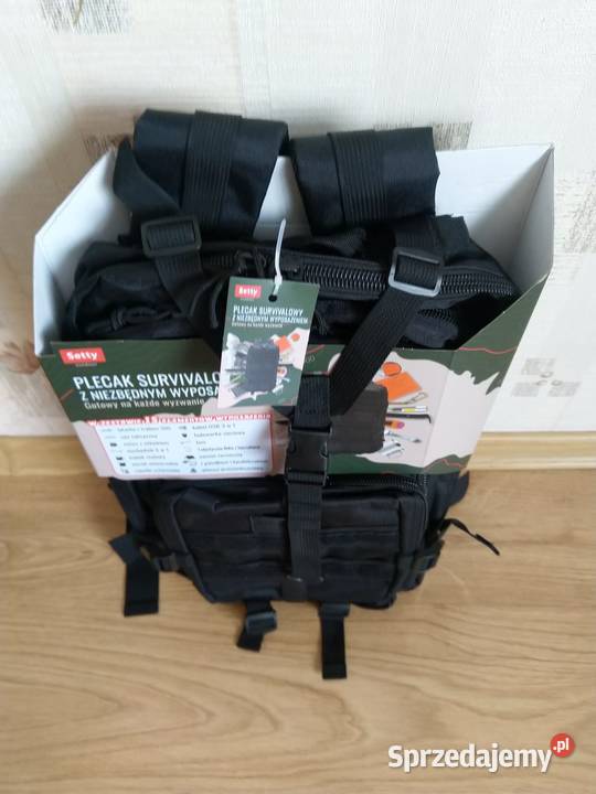 NOWY Plecak Survivalowy CZARNY z Niezbędnym