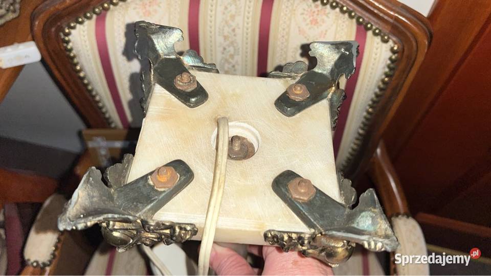 Retro Lampa z mosiądzu i onyksu Elektryczna Gdańsk sprzedam