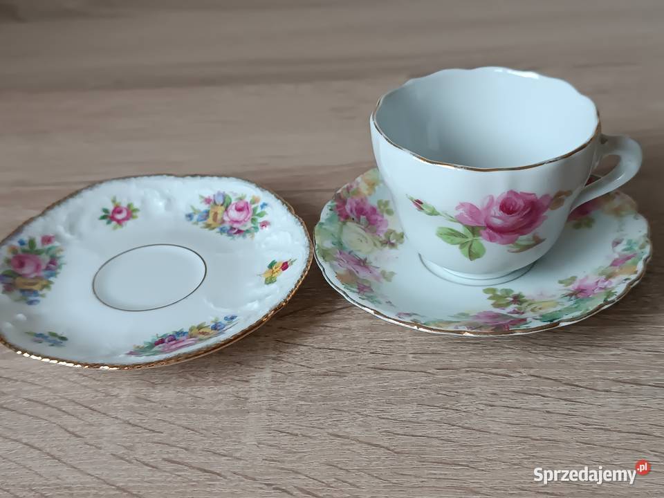 Porcelanowe podstawki i filiżanka Gorlice
