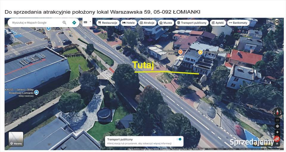Sprzedam LOKAL UŻYTKOWY Łomianki Centrum Sprzedaż