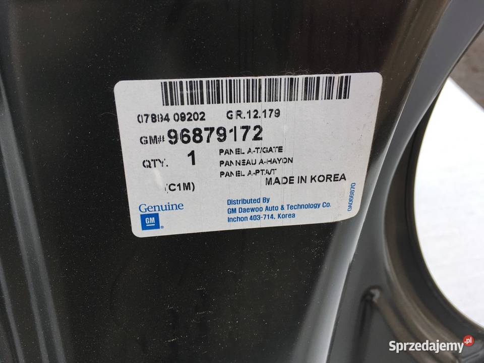 Daewoo Matiz II Chevrolet Spark M200 Joy klapa Części samochodowe śląskie Siemianowice Śląskie