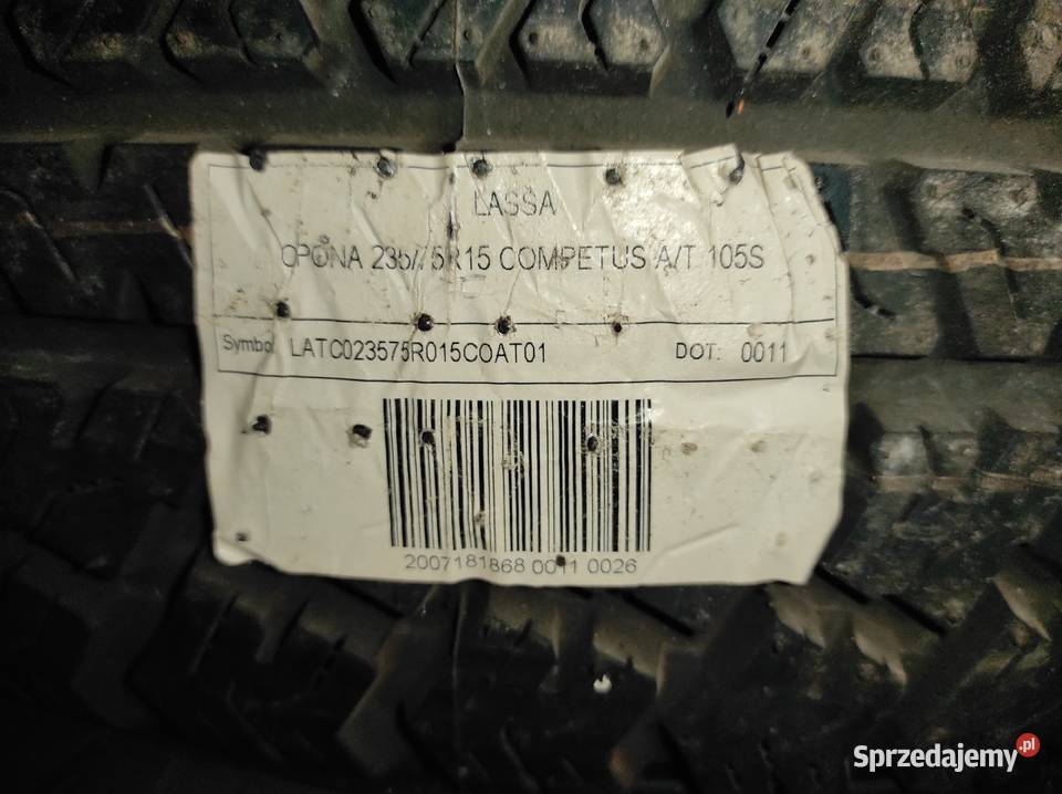 Opony Lassa Competus 23575 R15 4X4 nowe z wojska Ostrowiec Świętokrzyski