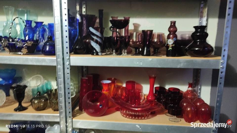 Szkło Kolorowe PRLu Wazony Patery Owocarki Wiązów sprzedam