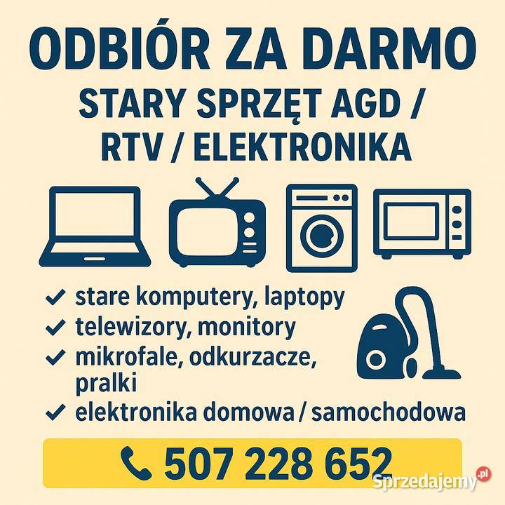 ODBIERAM STARY SPRZĘT AGD RTV ELEKTRONIKĘ łódzkie Wieluń