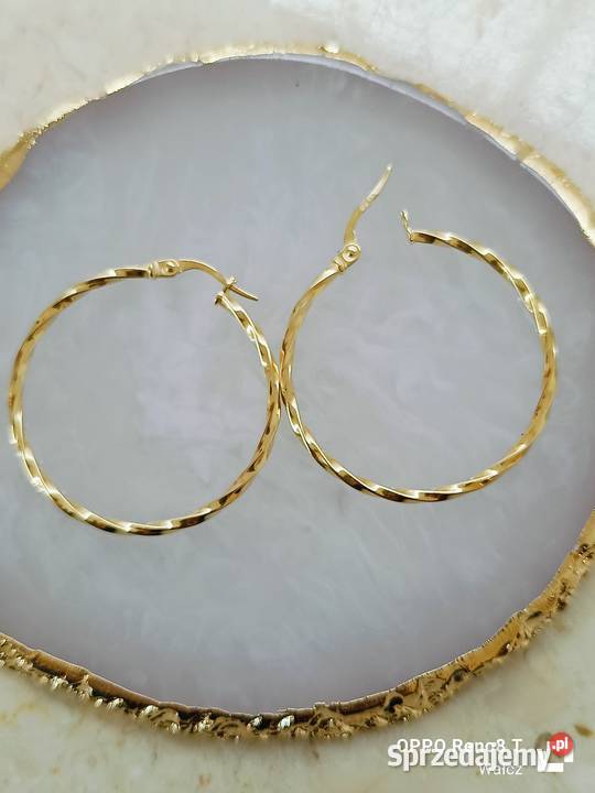Złote Nowe kolczyki kręcone szer34mmpr585 zachodniopomorskie