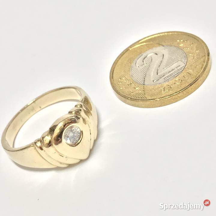 Złoty PIERŚCIONEK 14K cudny KAMIEŃ KRÓLEWNY 15 Zegarki i Biżuteria Warszawa