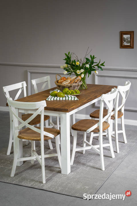 Rustykalne krzesło do stołu do kuchni i jadalni, drewniane