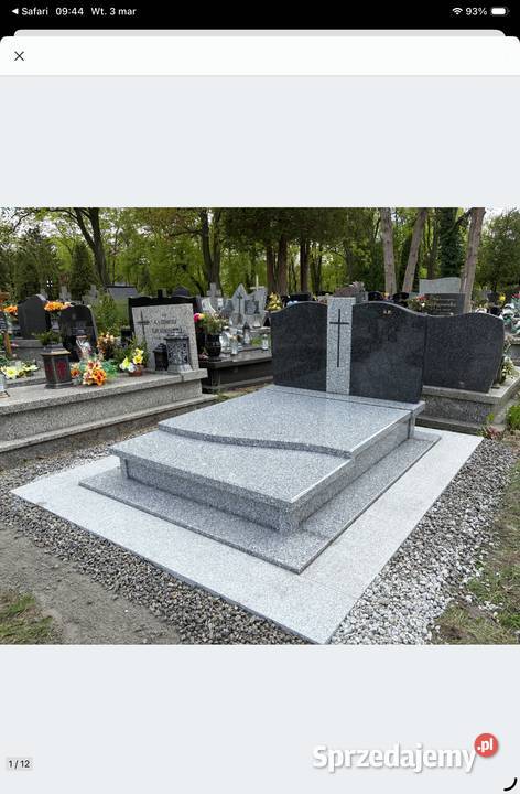 NAGROBEK GRANITOWY PODWÓJNY Z MONTAŻEM GRANIT
