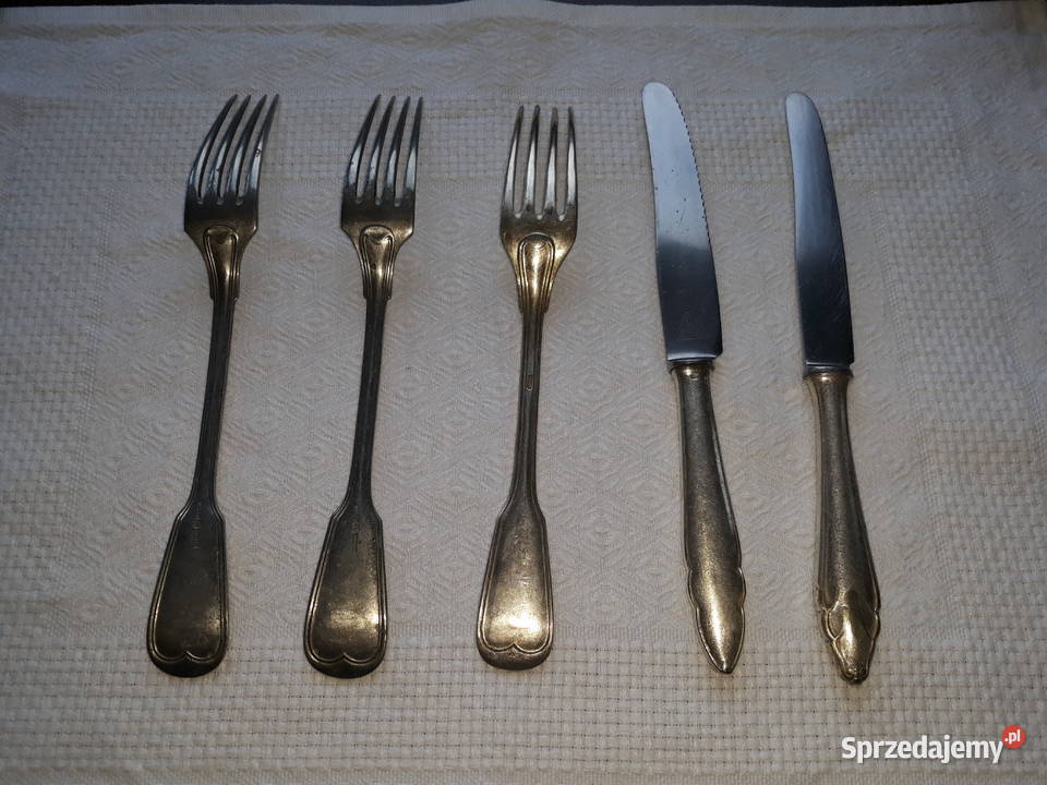 widelce noże posrebrzane zdobione antyk cudo Gdańsk