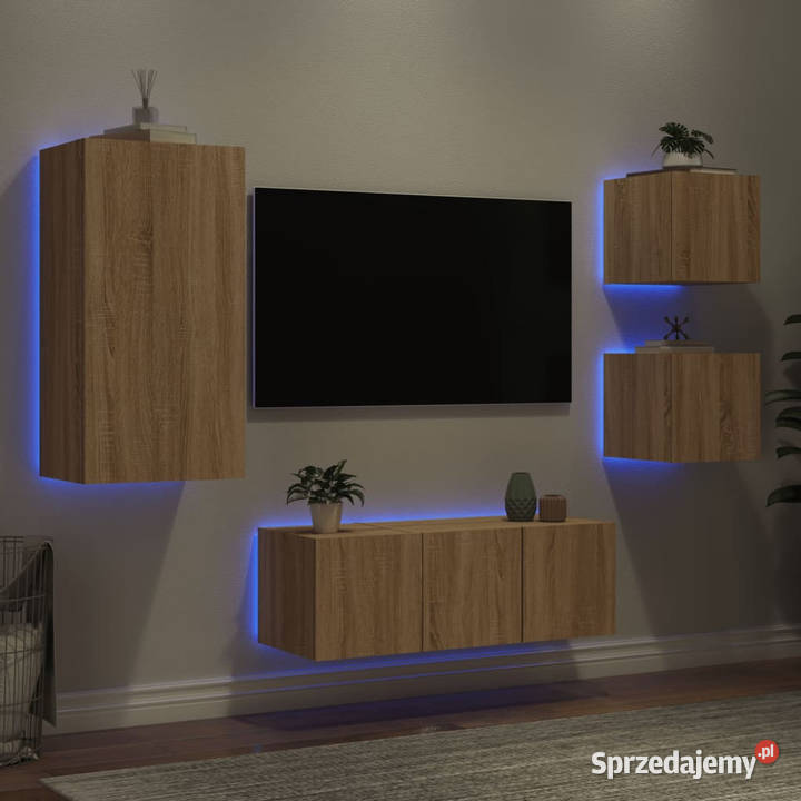 5częściowy zestaw mebli TV z LED dąb sonoma Warszawa sprzedam