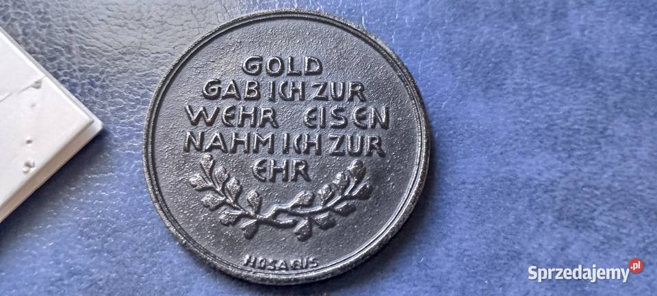 Stare monety Medal Czasy Żelaza 1916 Niemcy 112 Lesko