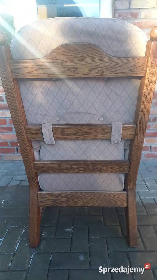 Fotel dębowy rustykalny z welurową tapicerką 732 Gawroniec