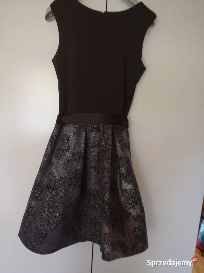 Sukienka imprezowo koktajlowa czarno srebrna Rozkloszowana  lubelskie Lublin