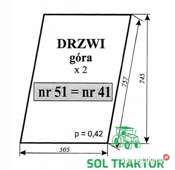 Szyba drzwi górna Massey Ferguson255 Przasnysz